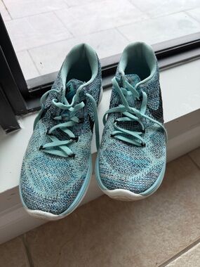 Nike Flynit Lunar 3  Neutral Ride womens Teal/black Running Sneakers-sz. 7 1/2